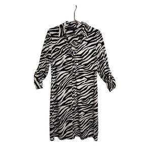 INC International Black And White Zebra Print Dress Rhinestone Buttons - Size XL